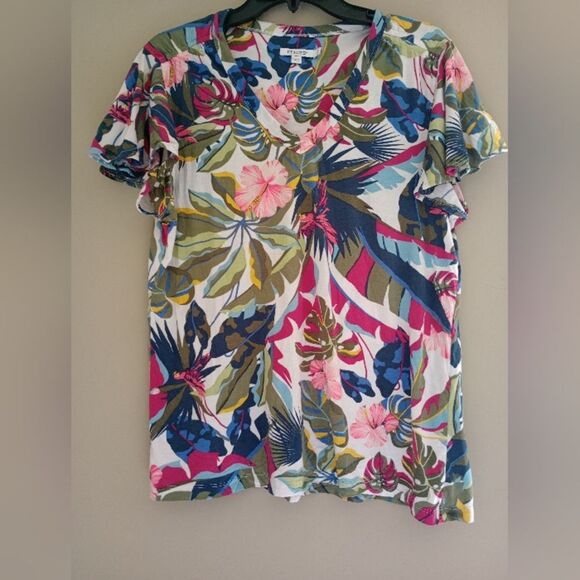 Chico's VNeck 57% Prima Cotton Shirt Size Large - Picture 1 of 8